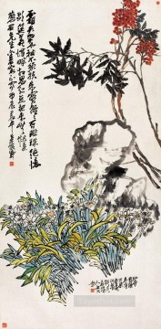 Wu cangshuo verde chino antiguo Pinturas al óleo